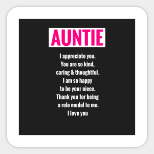 Auntie: Thoughtful Gifts for Aunties Sticker